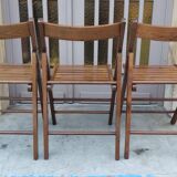Set of 3 vintage solid wood folding chairs