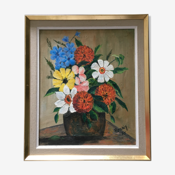 Tableau bouquet naïf