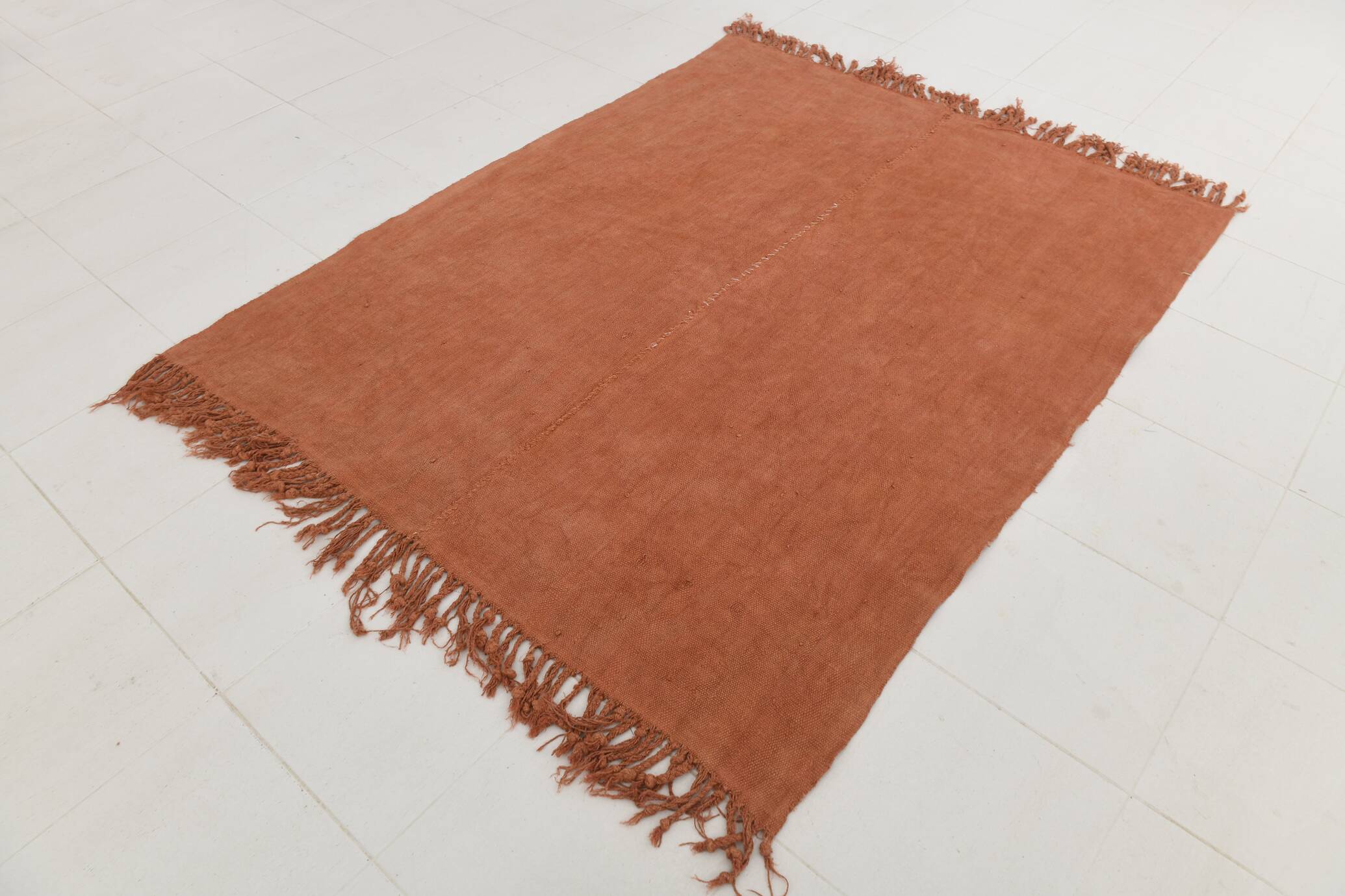 5x7 Terracotta & Brunt Orange Vintage Kilim Rug, 167x210Cm