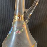 Small glass decanter decorations of enamel flower garland late nineteenth early twentieth