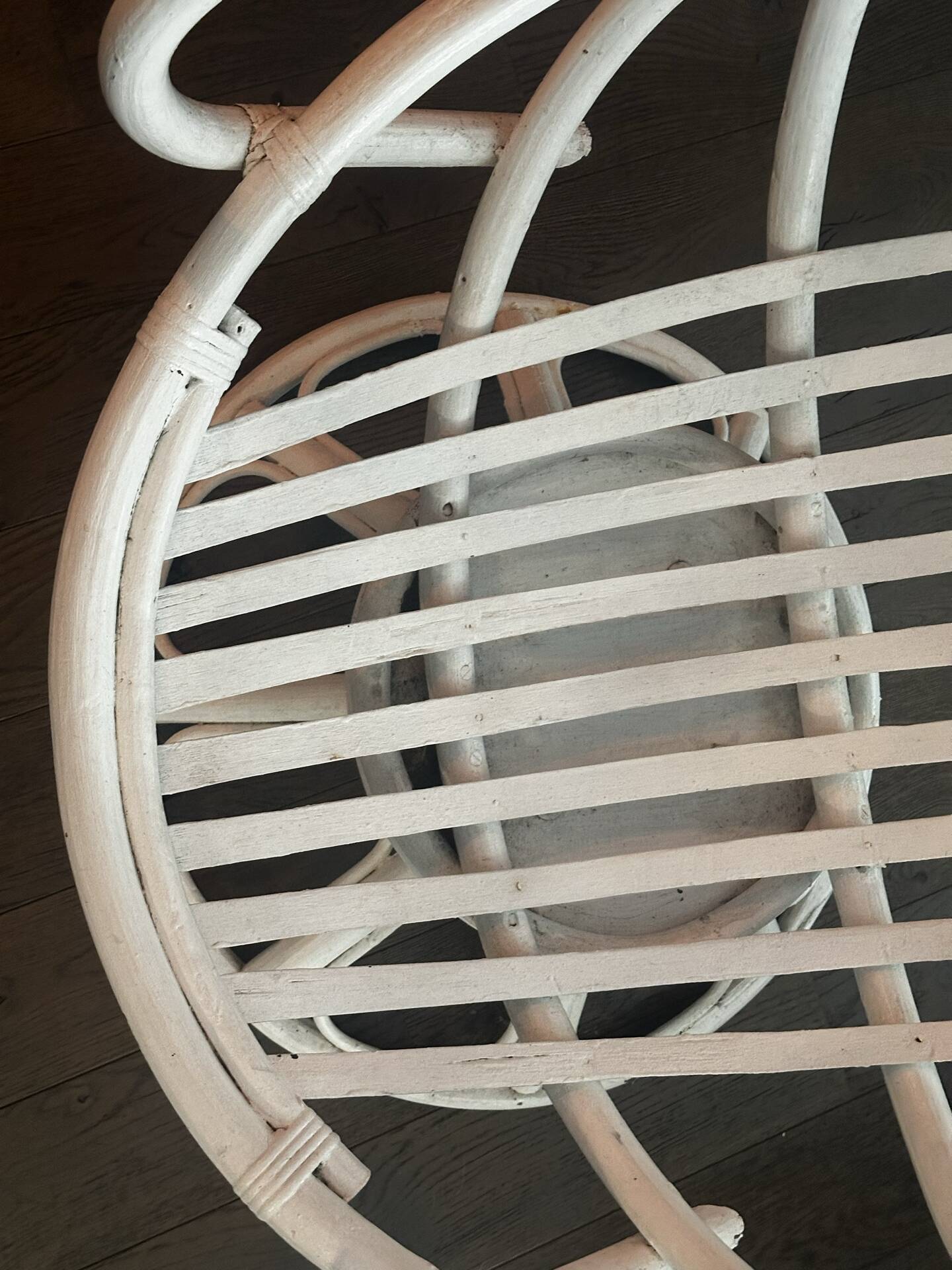 Vintage armchair in white lacquered rattan