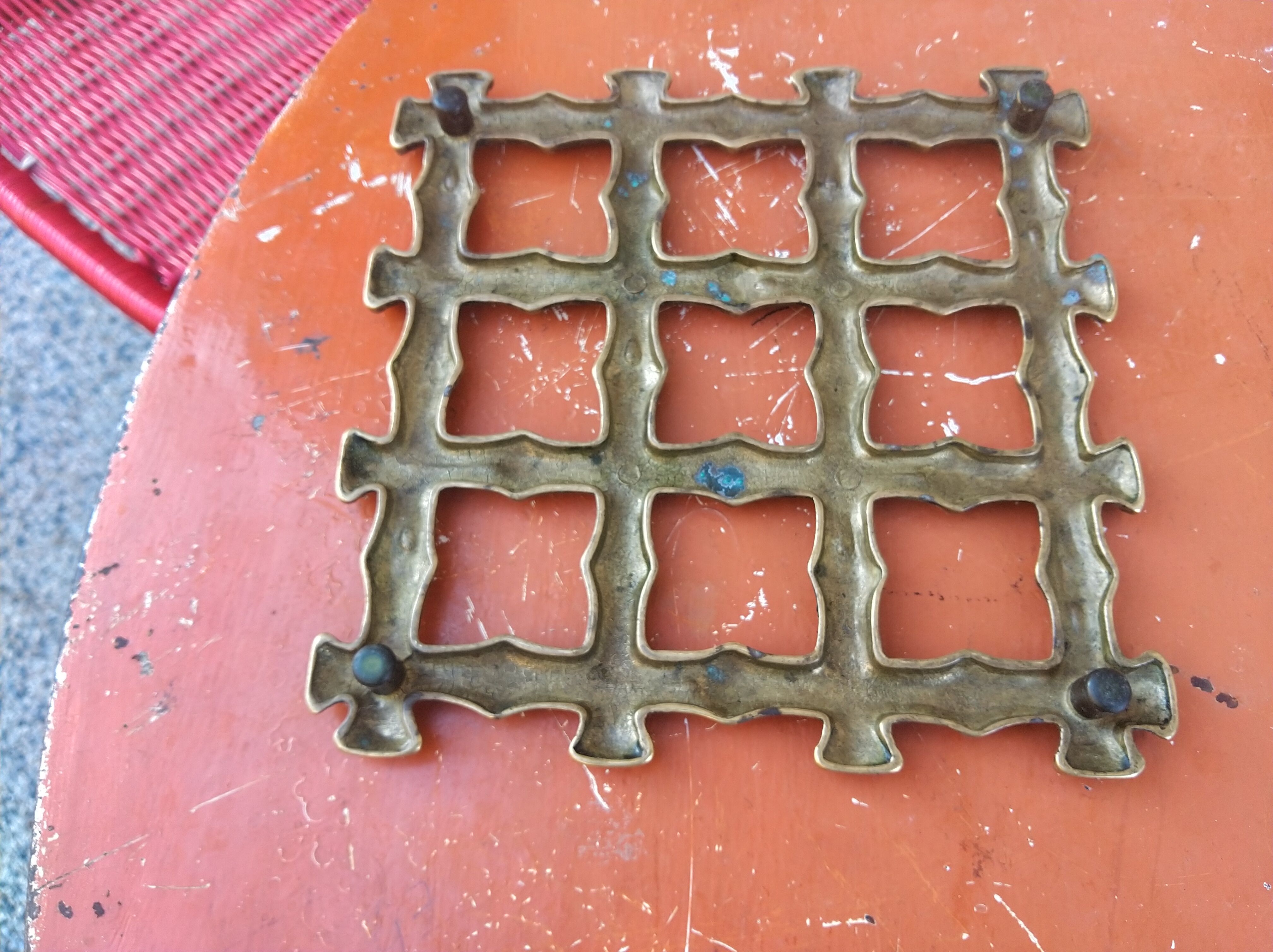 Bronze trivet in the style of bamboo, circa 1960
