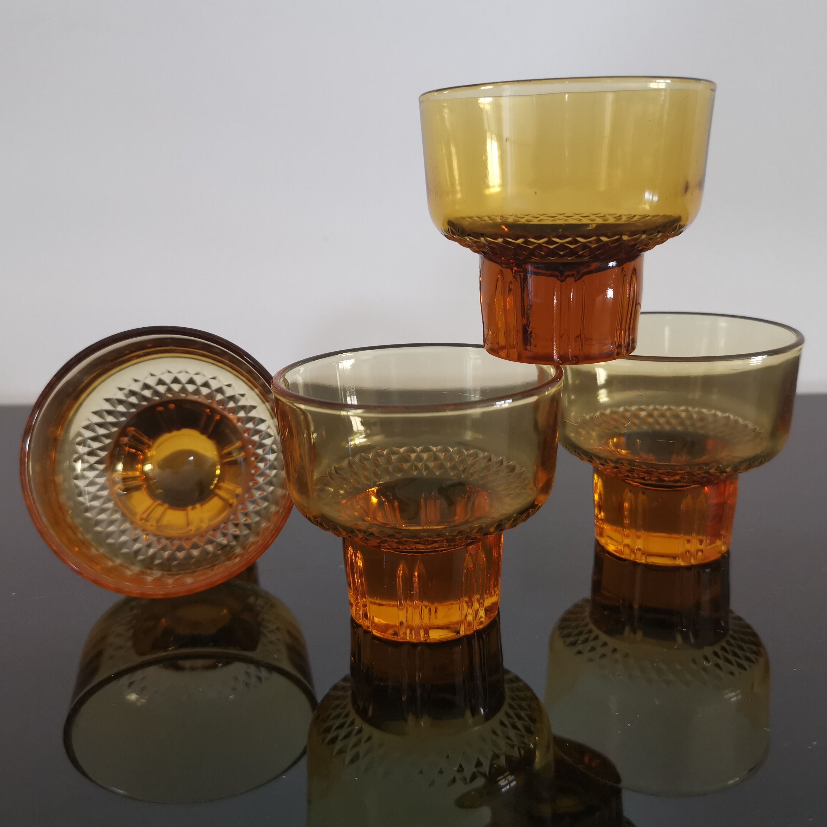Vintage amber orange Italian espresso cups