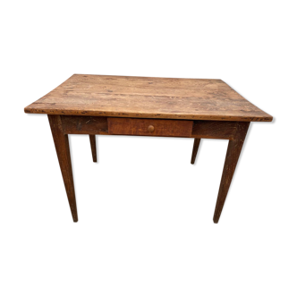 Table de ferme en bois massif avec 1 tiroir