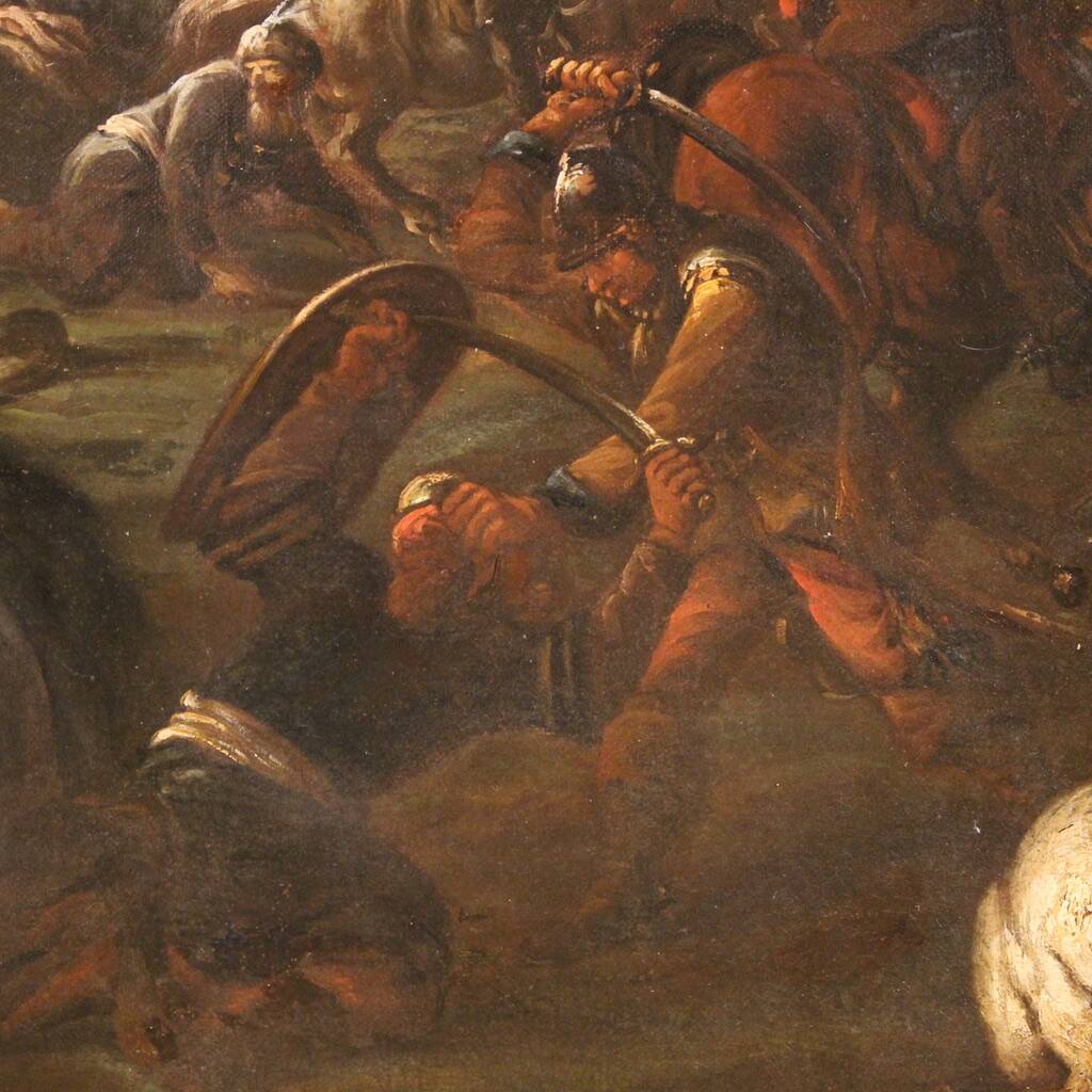 Great 18th-century Italian painting, battle between Christians and Ottomans