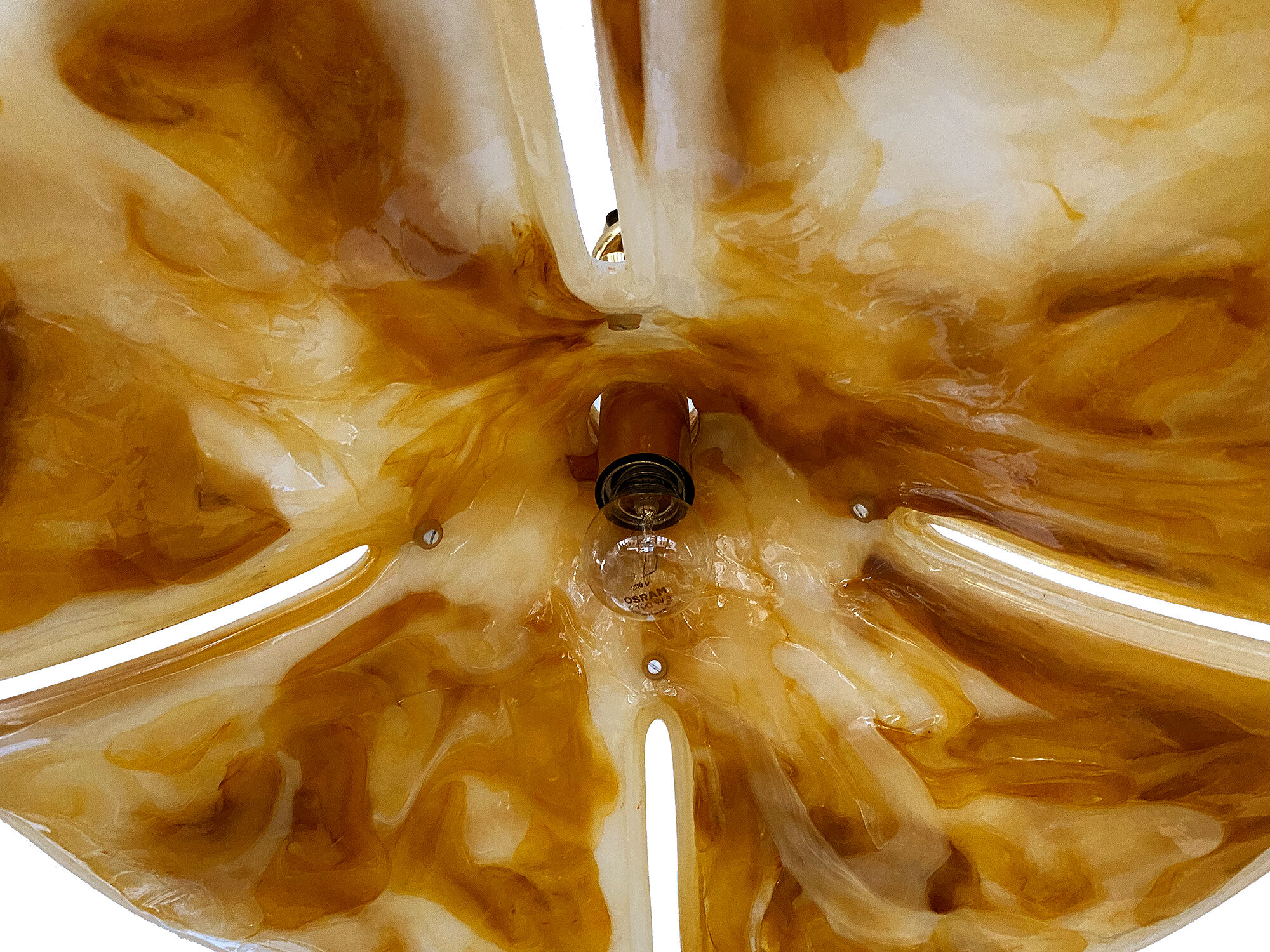 Vintage XXL Space Age pendant lamp, Plexiglas & Brass, 70s