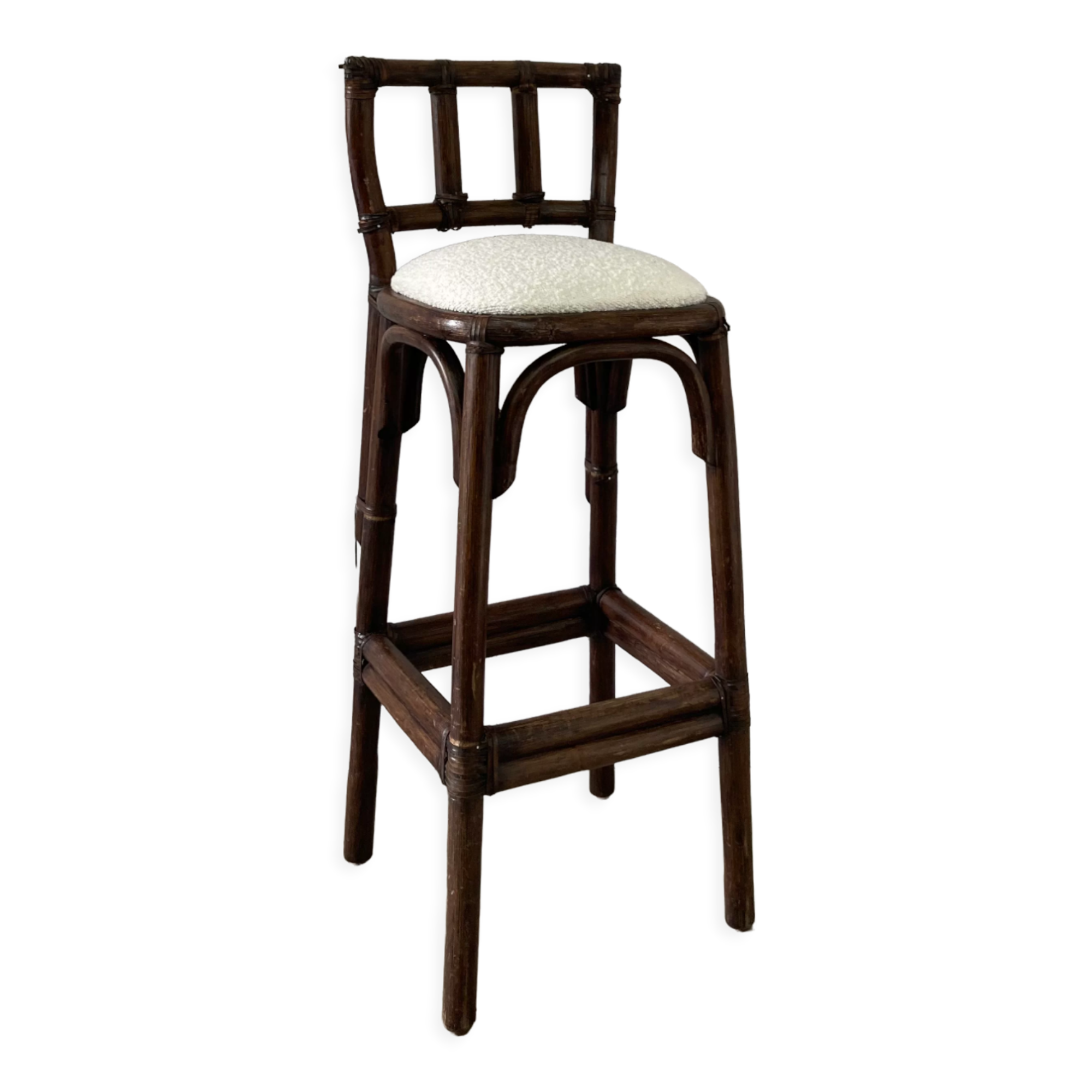 Tabouret rotin vintage