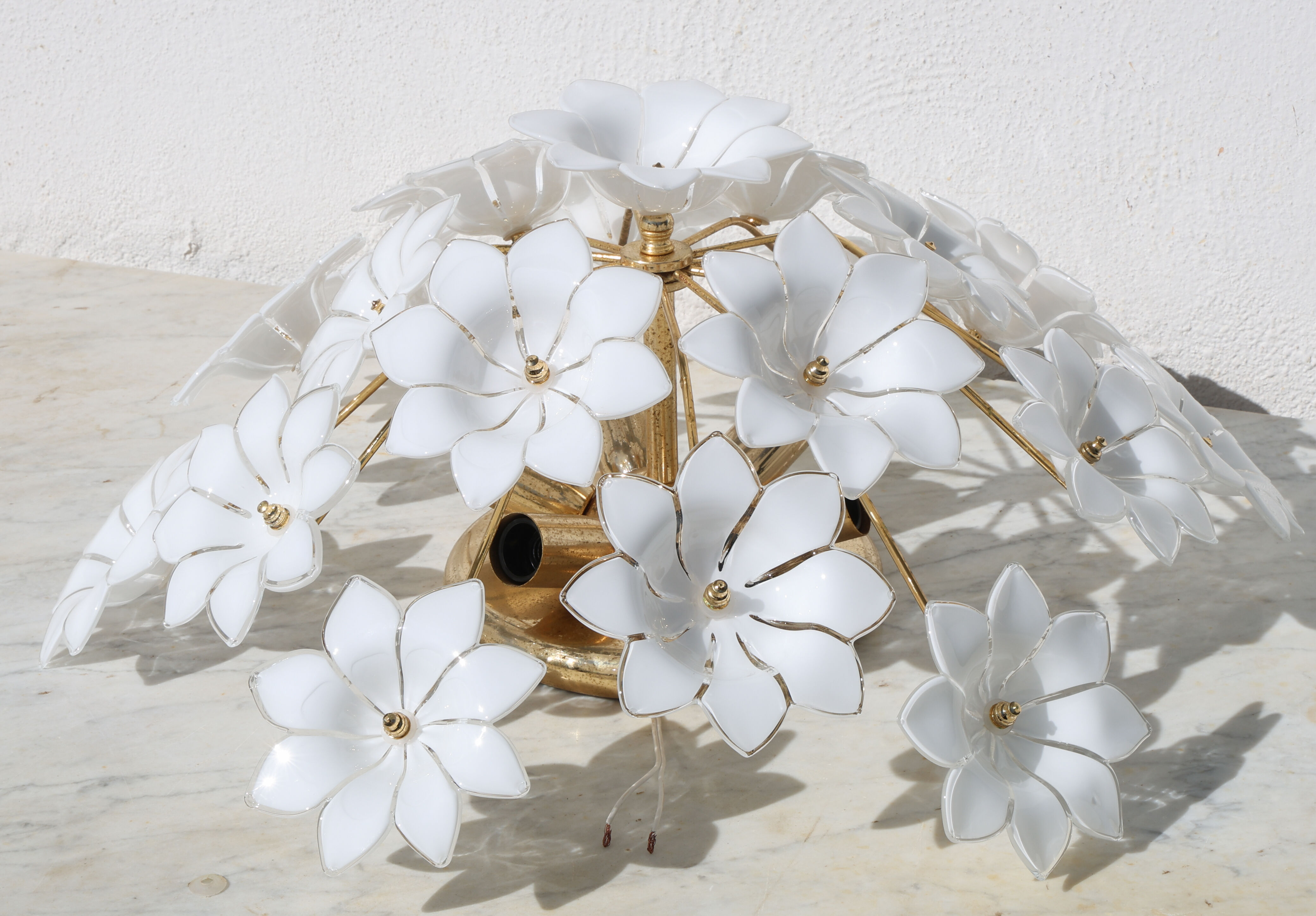 Audrey Hepburn, Delicious Murano Glass Ceiling Light White Wall Light Flowe
