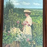 Painting: oil on canvas - woman with umbrella