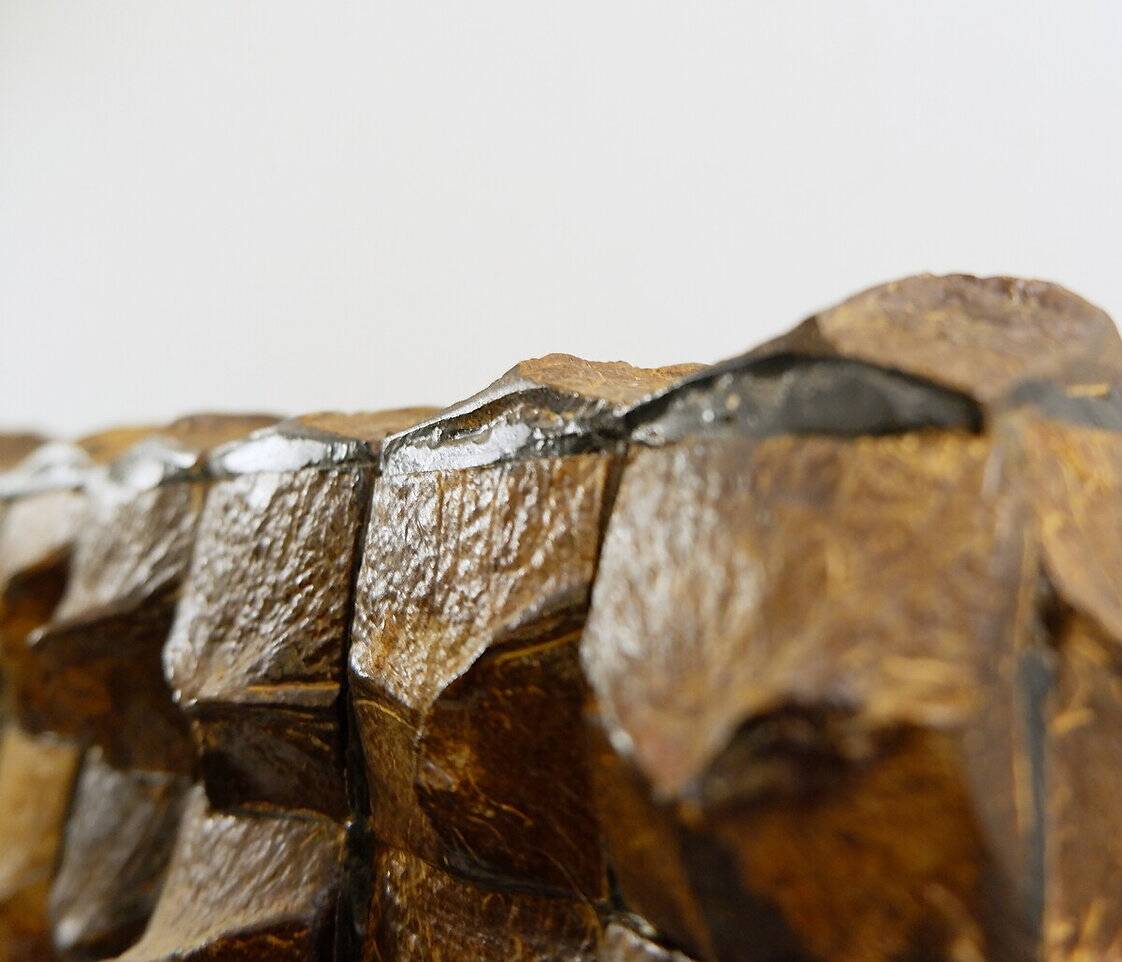 Pair of coconut mosaic shell plant holders