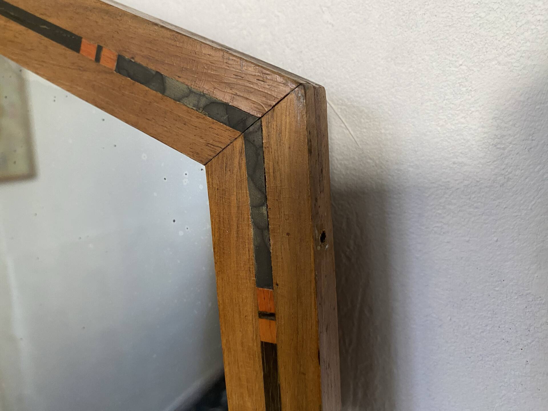 Miroir Art déco vintage bois marqueté