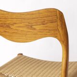 Chaise Niels Otto Møller, modèle 71, chêne danois, corde de papier neuve, années 1960