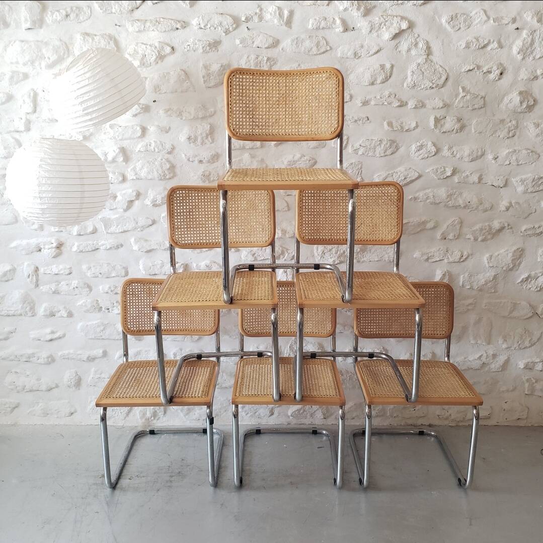 Lot of 6 Marcel Breuer cane chairs