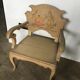 Chaise où trône en bois laque de chine Vietnam vintage,peinture signée