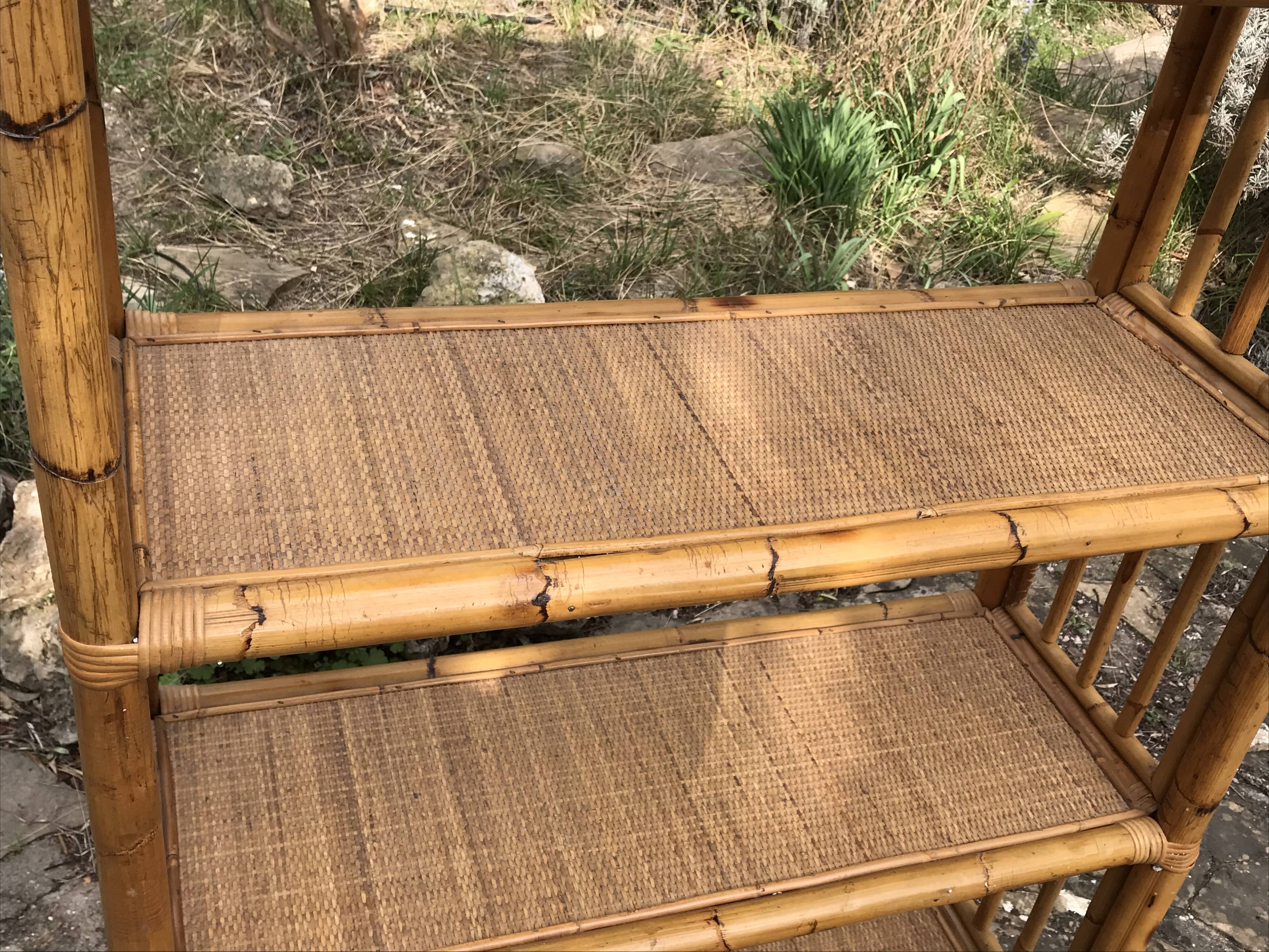 Vintage rattan library