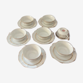 Lot de 7 tasses et 6 sous tasses Porcelaine pâte & émail Chartres s/Cher