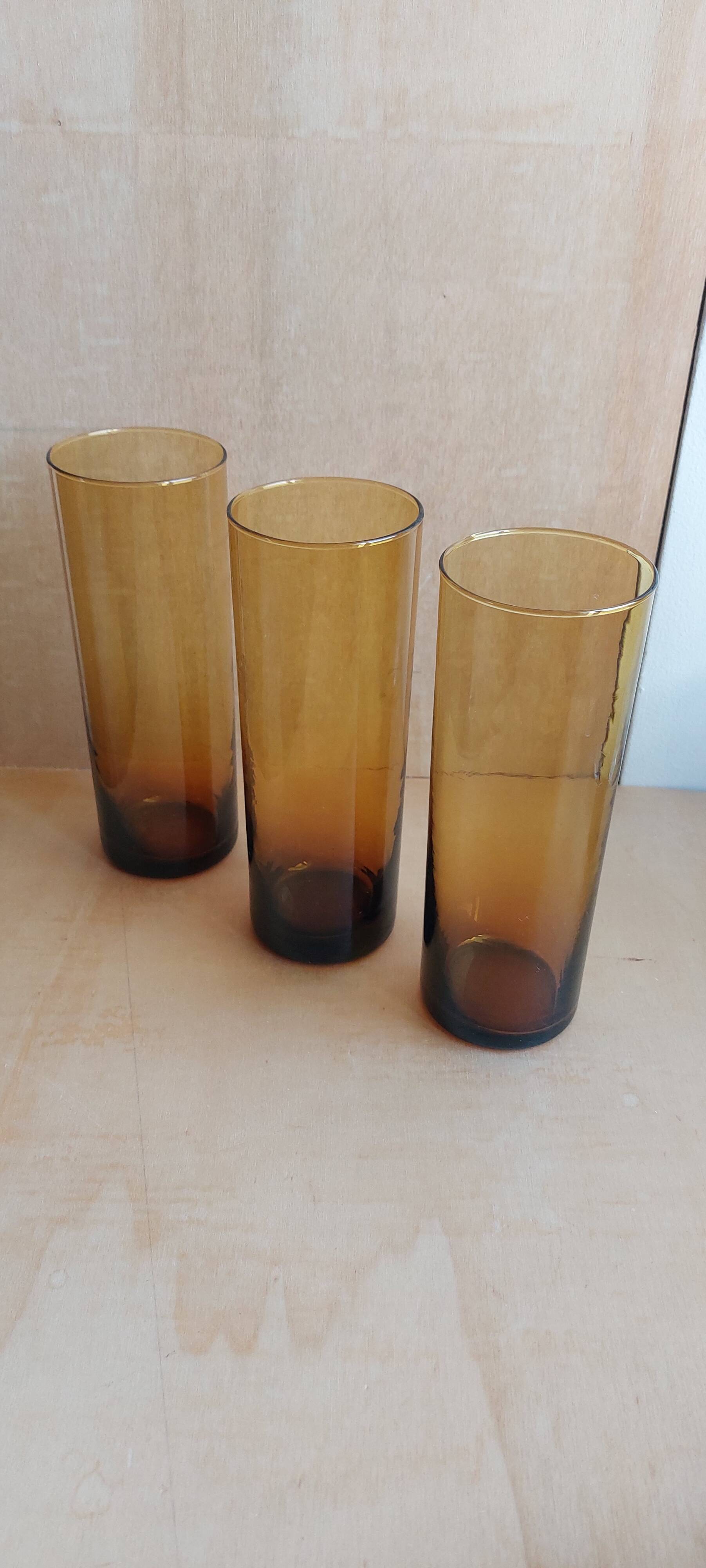Set of 6 vintage amber glasses