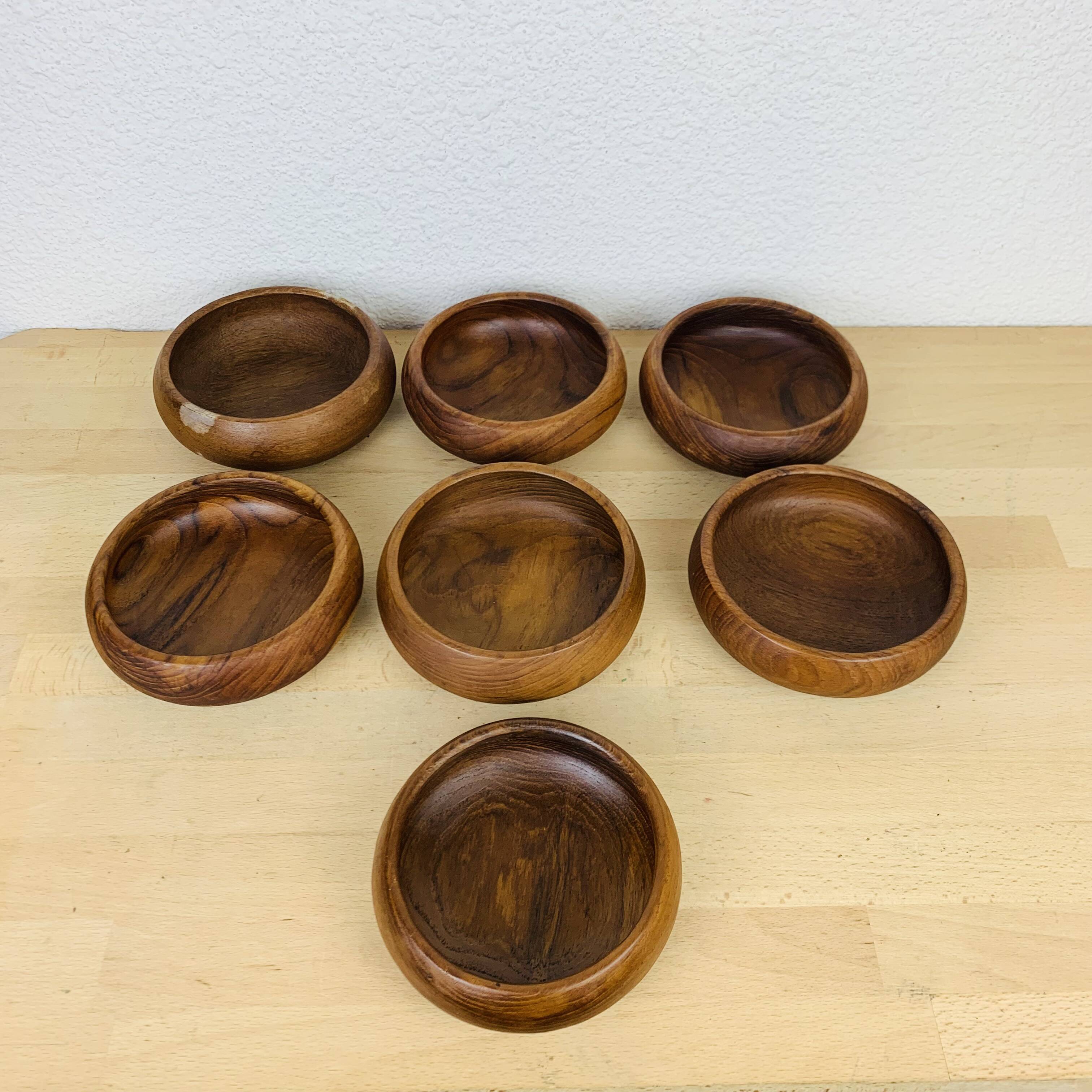 7 Scandinavian Danish teak bowls from the 60s