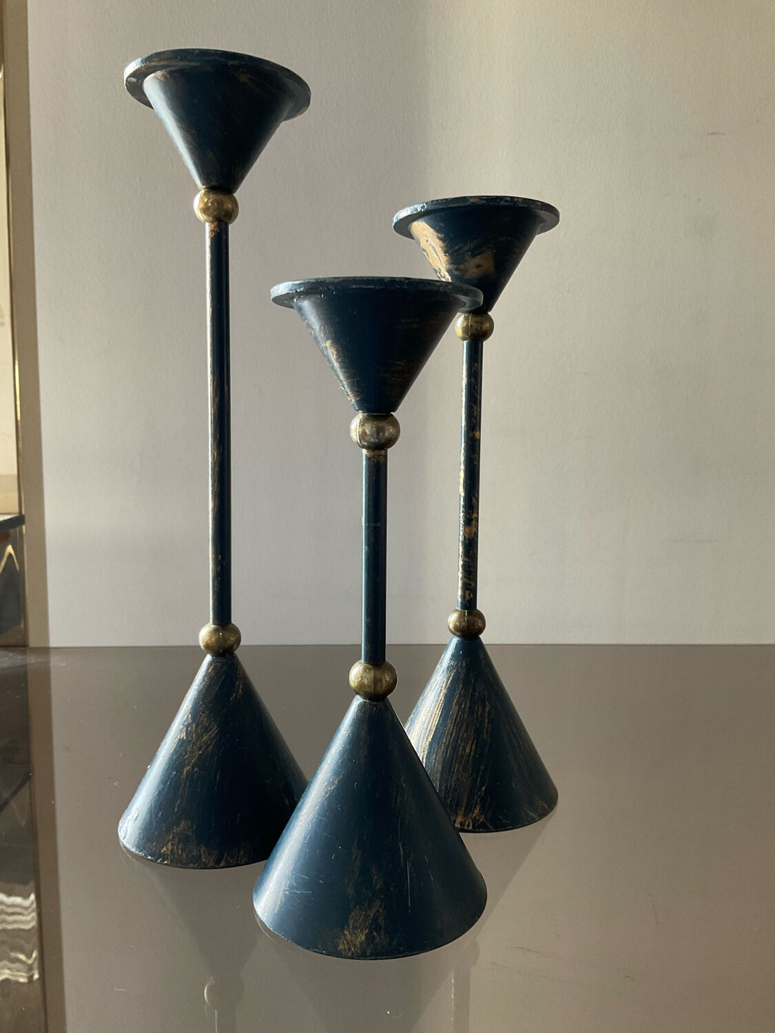 Trio of vintage candle holders from the 70s-80s