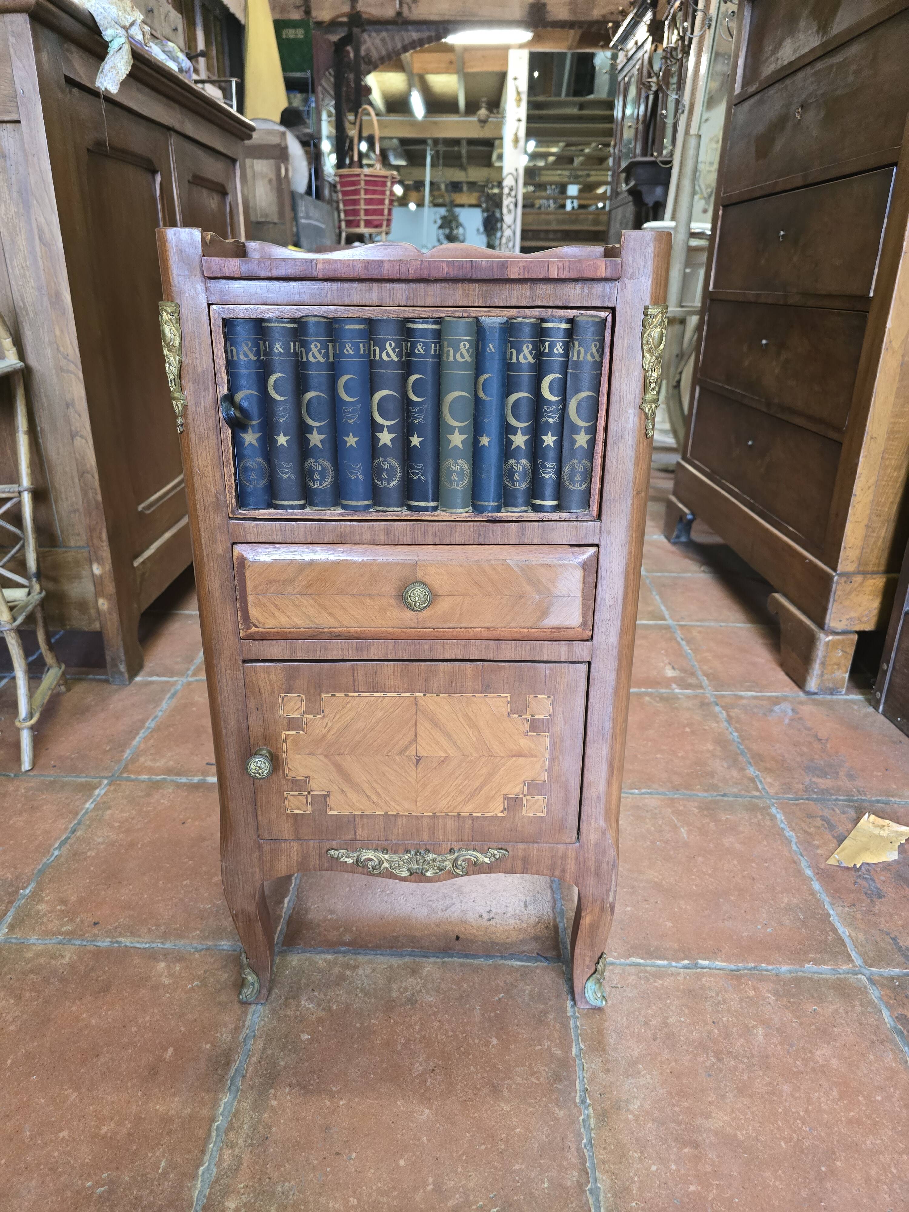 Fake book bedside table with doors