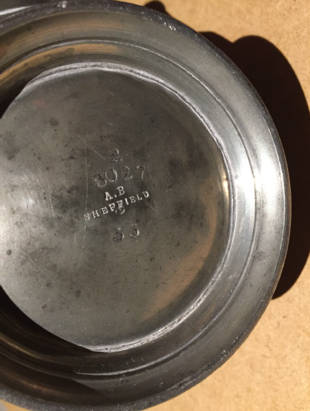 Tin teapot a.b. sheffield number 3027