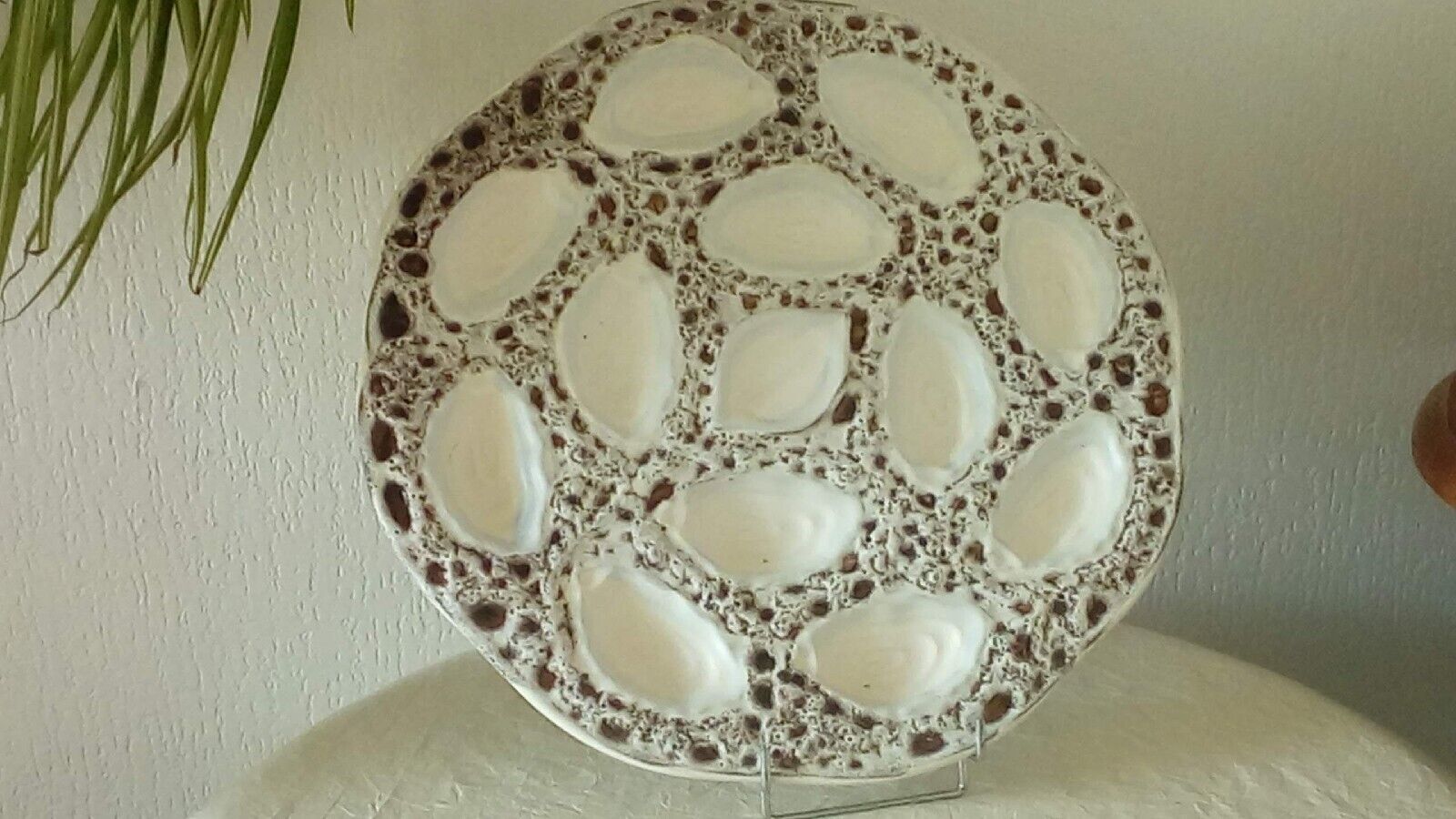 Vintage Vallauris Fat Lava ceramic oyster plate dish