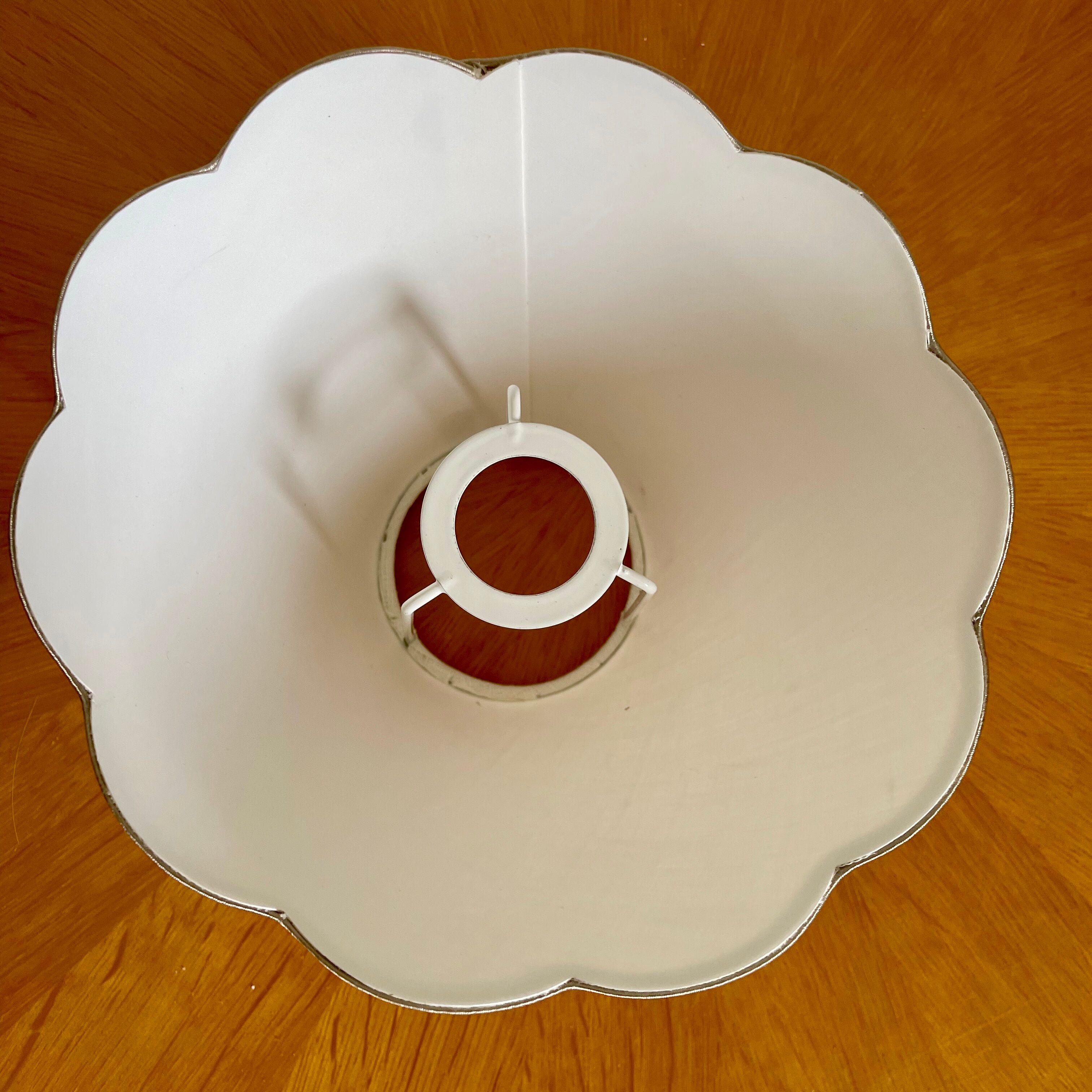Lampshade in old white linen