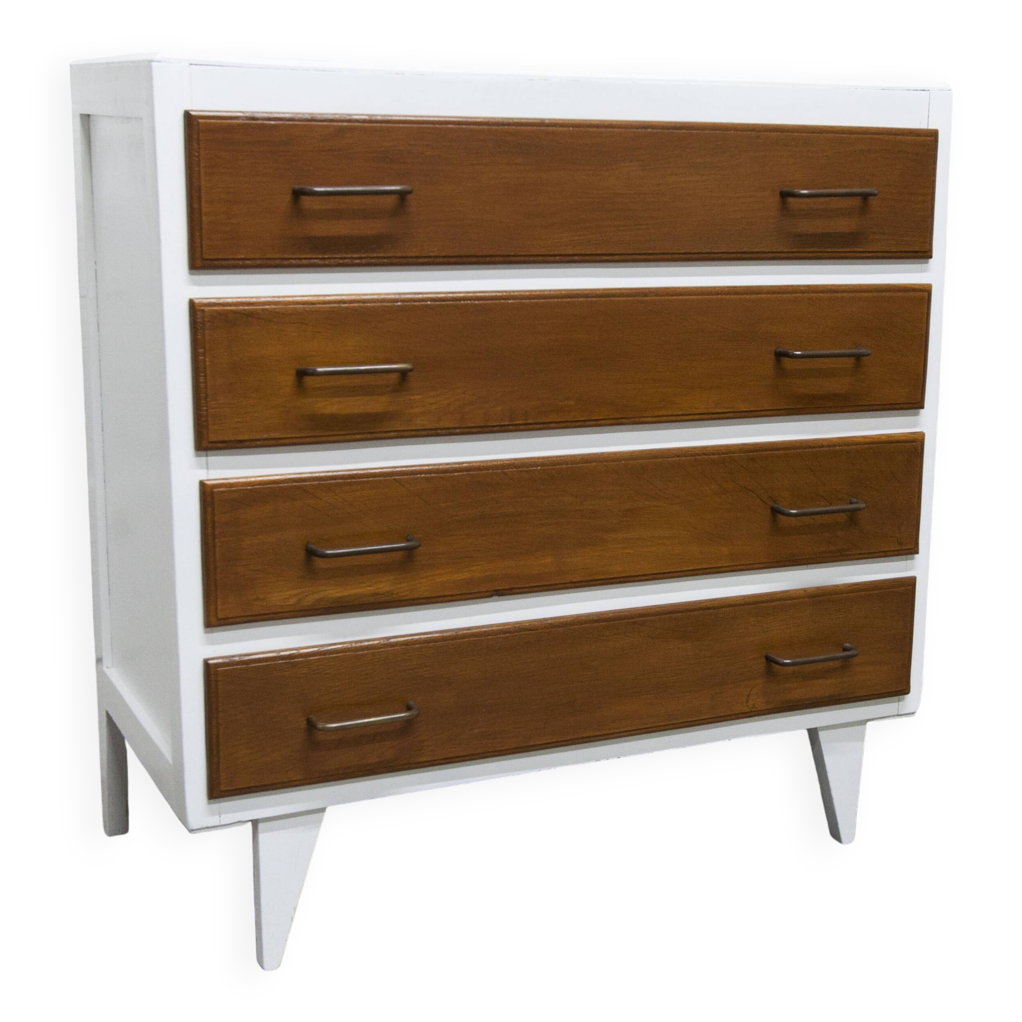 1960s chest of drawers with splayed legs and 4 drawers, refurbished