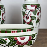 Art Deco - Lunéville mantelpiece set with vases and planter