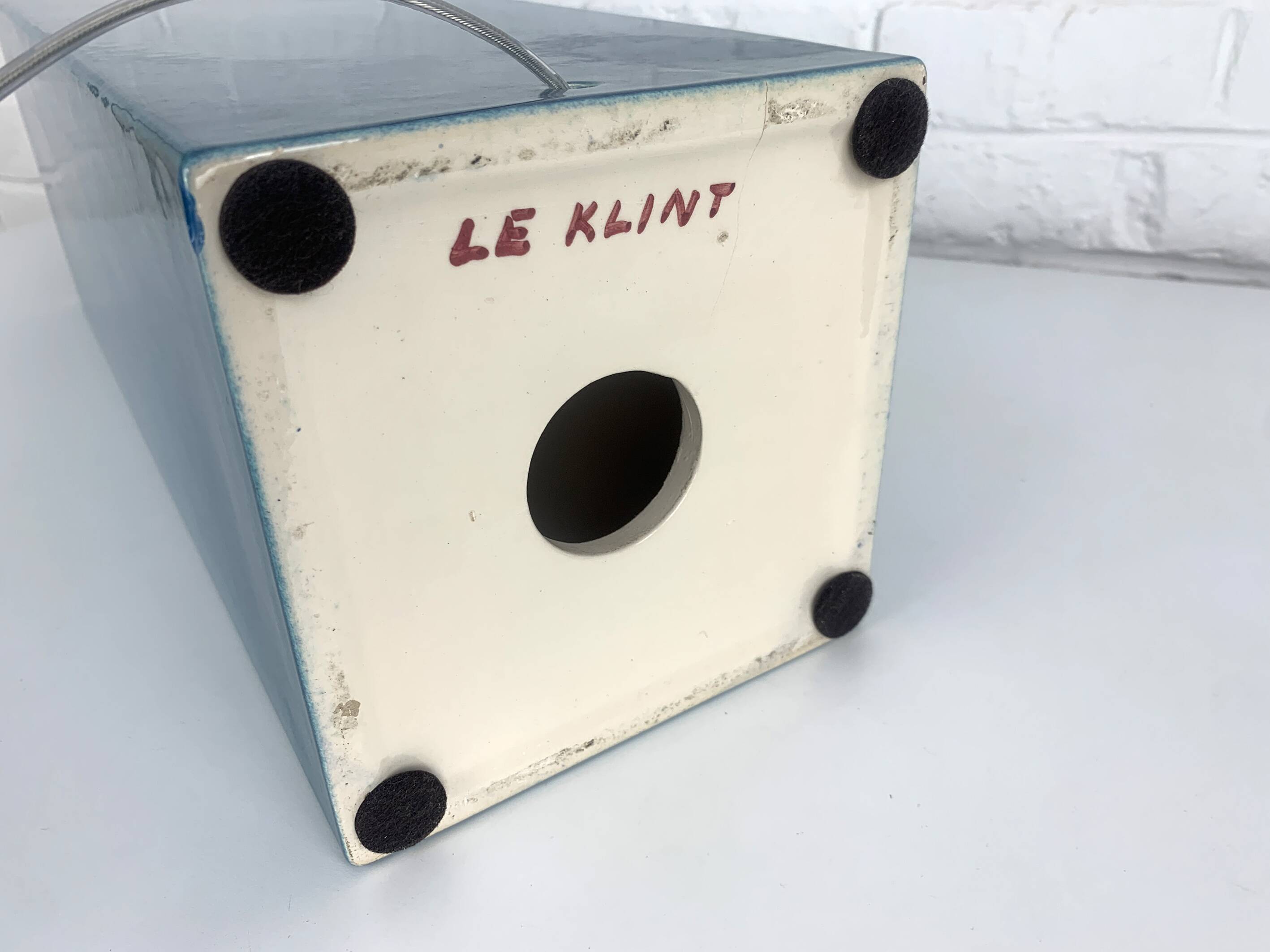 Le Klint Floor Lamp Model No. 357 in blue ceramic, glazed stoneware, Denmark