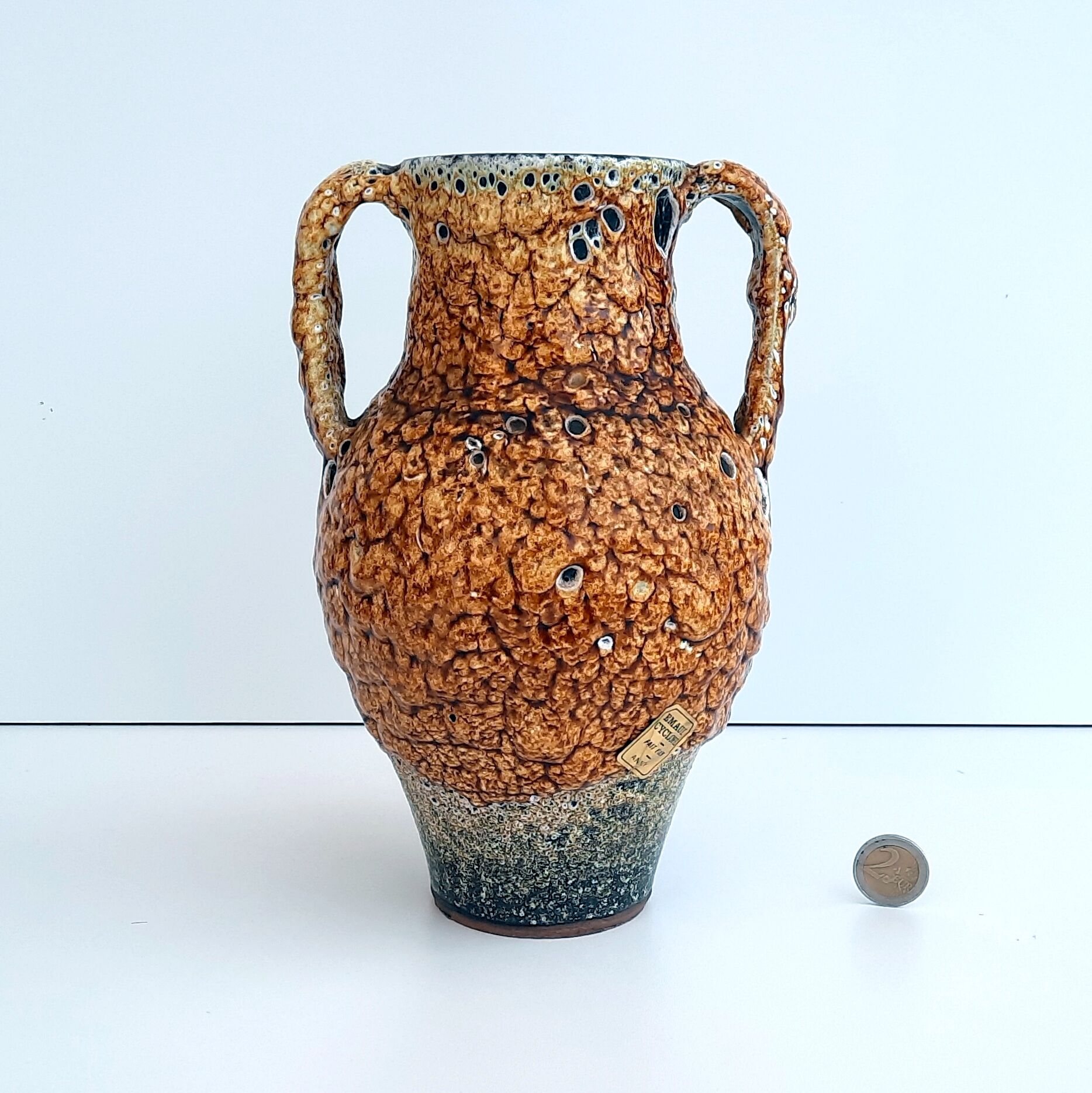 Ceramic vase enamels of the cyclops glaciers Annecy fat lava 1960