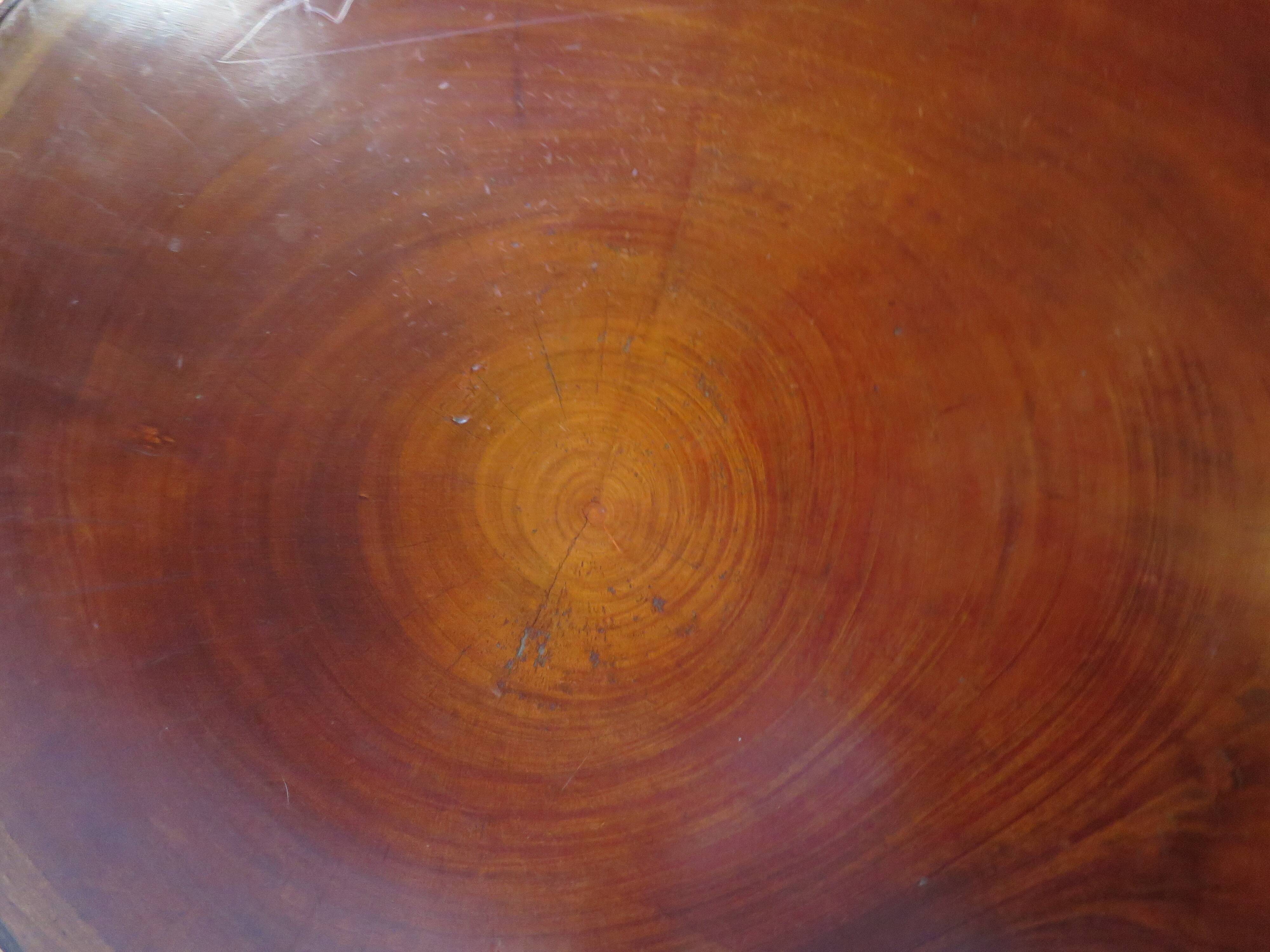 Tripod coffee table - solid okoumé wood - organic shape - brutalist style