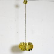 Brass and plastic pendant lamp by Werner Schou, Denmark, 1960