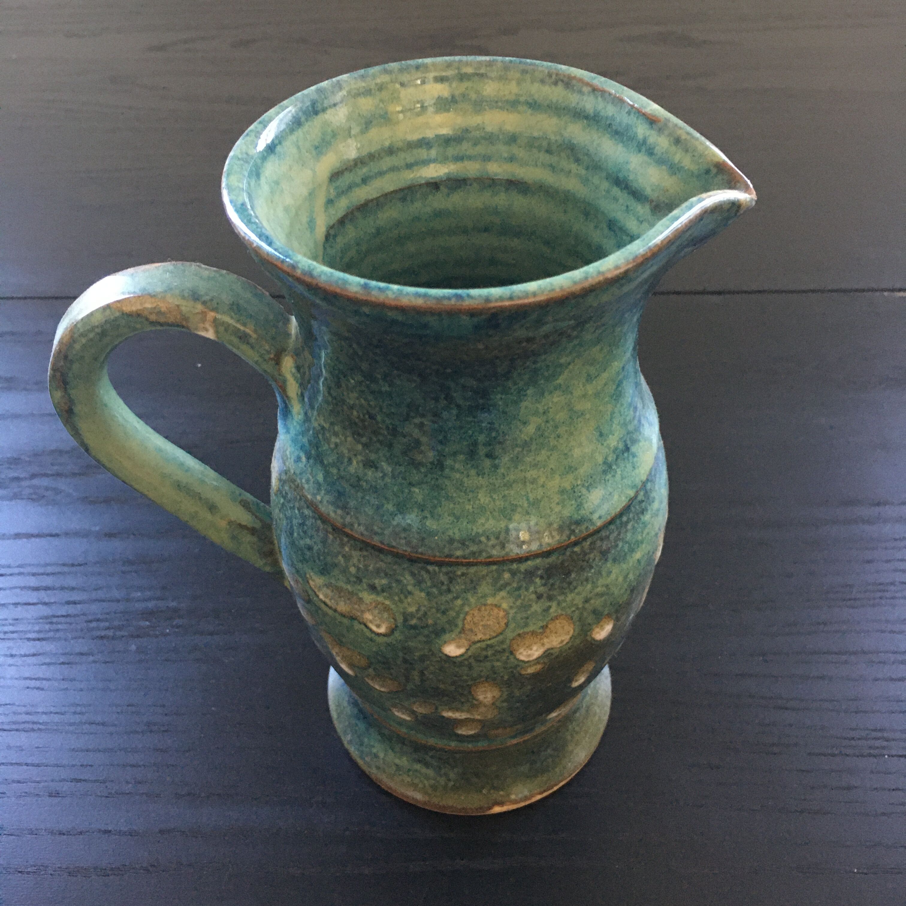 Pitcher blue green decoration peas