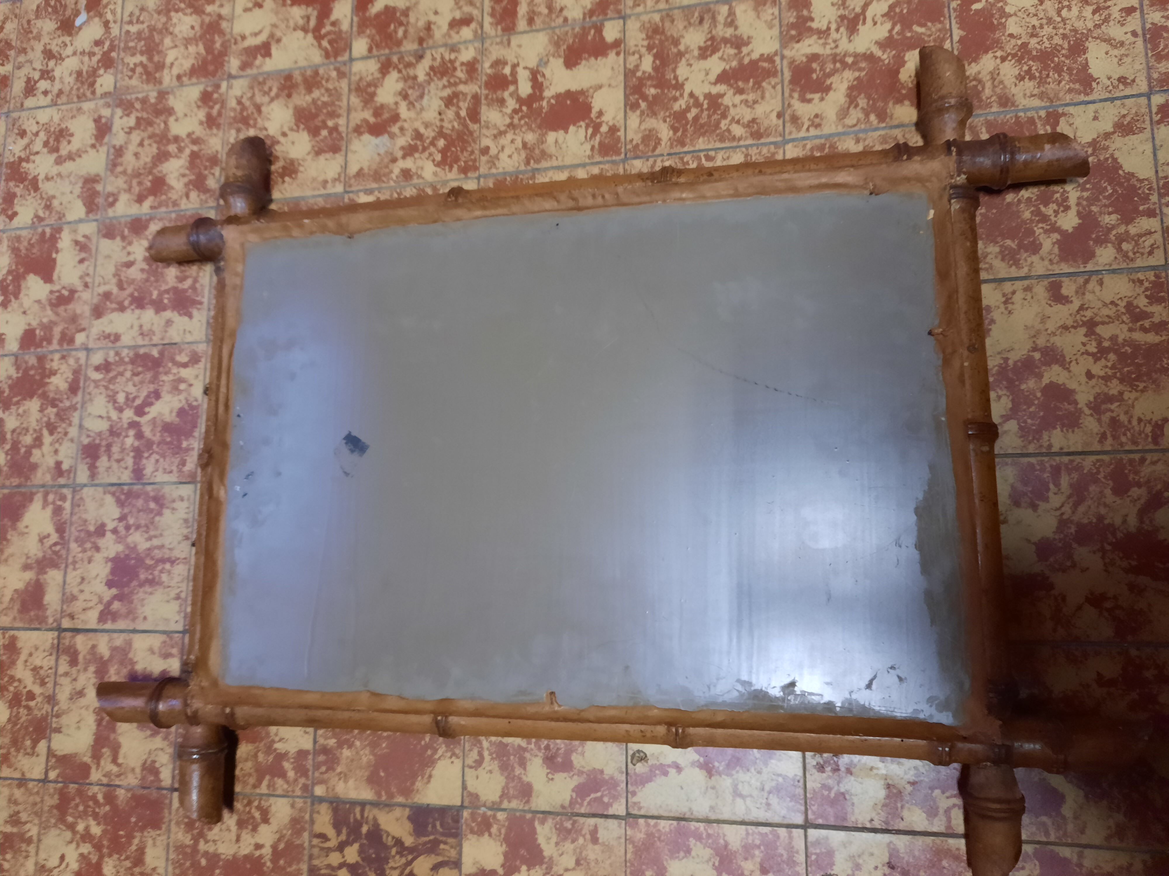 Miroir de barbier en bois 46x60cm