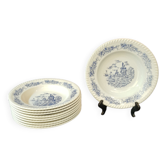 Set of 10 hollow earthenware plates