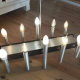 Sculptural vintage 70s chandelier – metal & aluminium – 55 × 26 cm