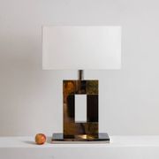 Pied de lampe géométrique en métal argenté et doré par Sandro Petti, années 1970