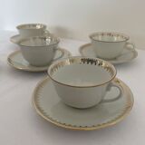 Tea service 5 cups and cups - Porcelain de Lourioux