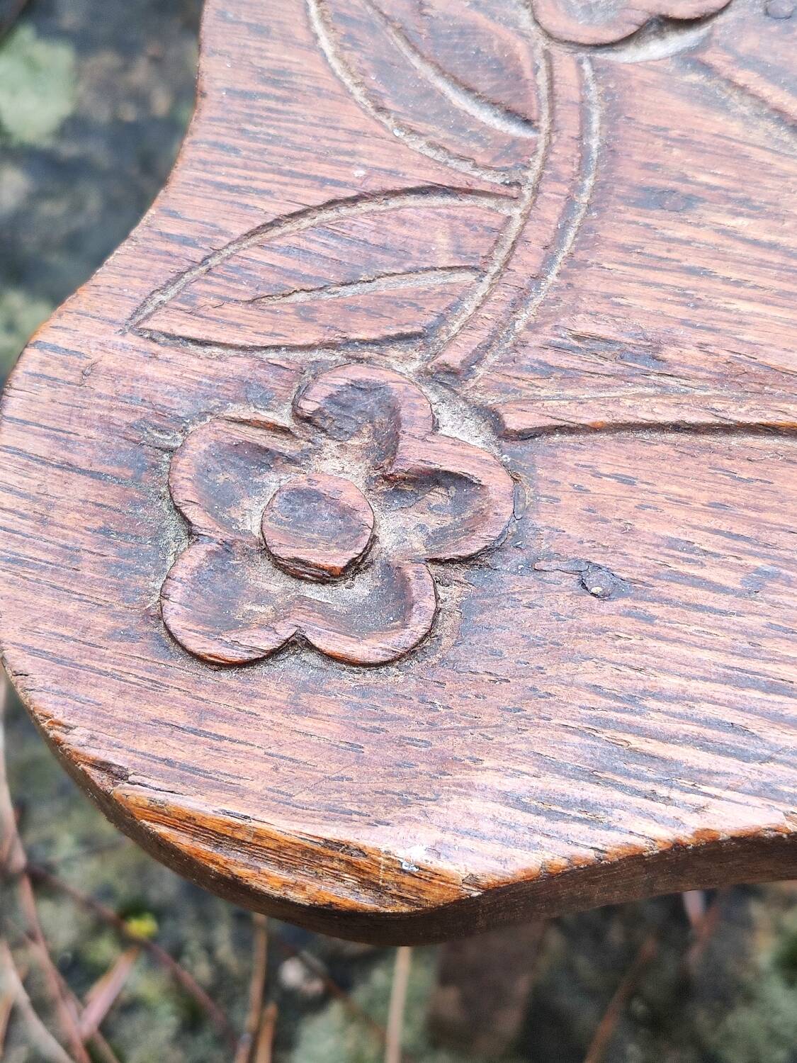 Carved wooden folk art bench