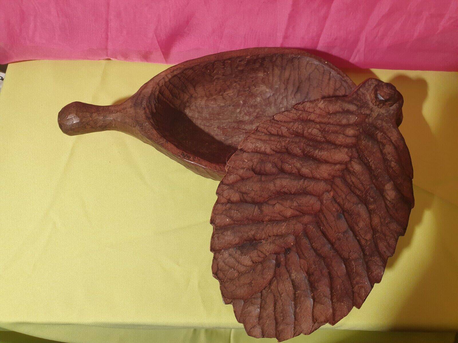 Rare folk art large old salt box carved wood