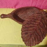 Rare folk art large old salt box carved wood
