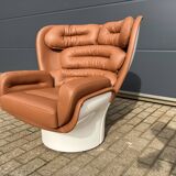 Joe Colombo Elda chair Longhi, Cognac leather in new condition!