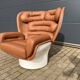 Chaise Joe Colombo Elda Longhi, cuir Cognac à l'état neuf !