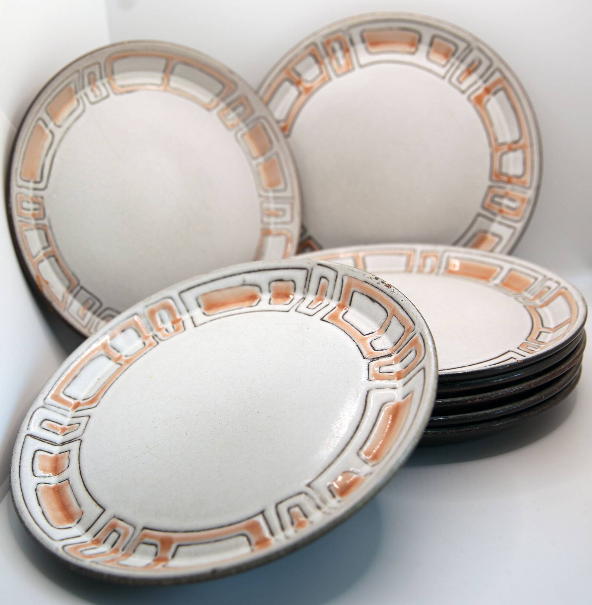 Set of 8 plates, 5 desserts and 3 hollow collection Maille de Niderviller