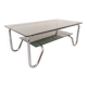 Vintage Italian rectangular coffee table with 2 smoked glass tops