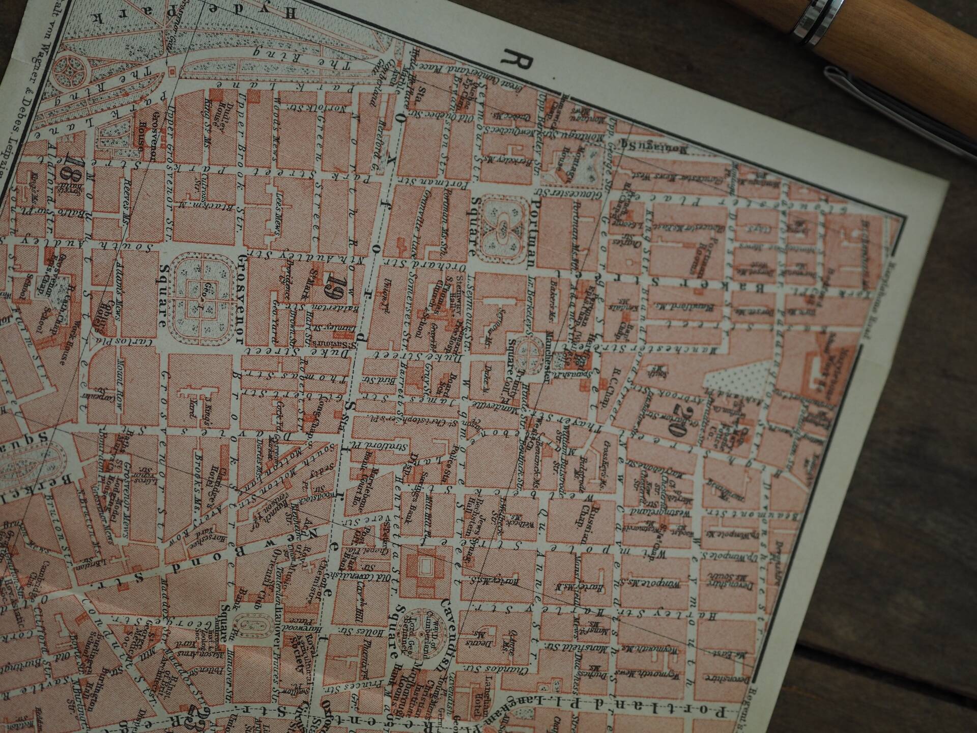 Old map London West End, UK - 1913 | Vintage wall decoration