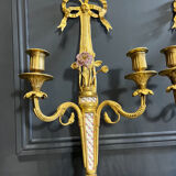 Pair of nineteenth century sconces in bronze and porcelain