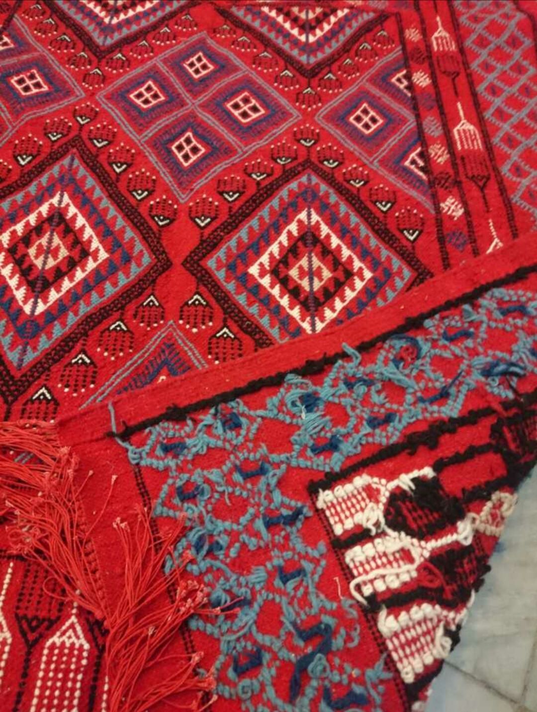 Red Berber kilim rug 140x185cm