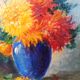 Still life at dalhias by Gaston Corbier 1869-1945 oil on isorel